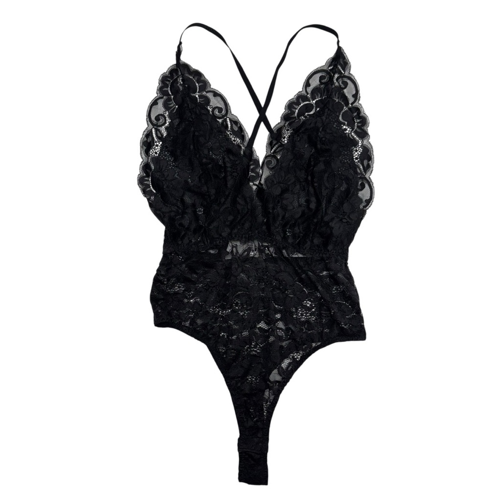 Wishlist Lace Bodysuit Halter Size S Black One Piece Thongs - Picture 3 of 9